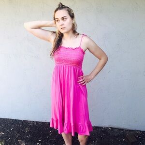 Cinco pink ribbed midi summer midi dress